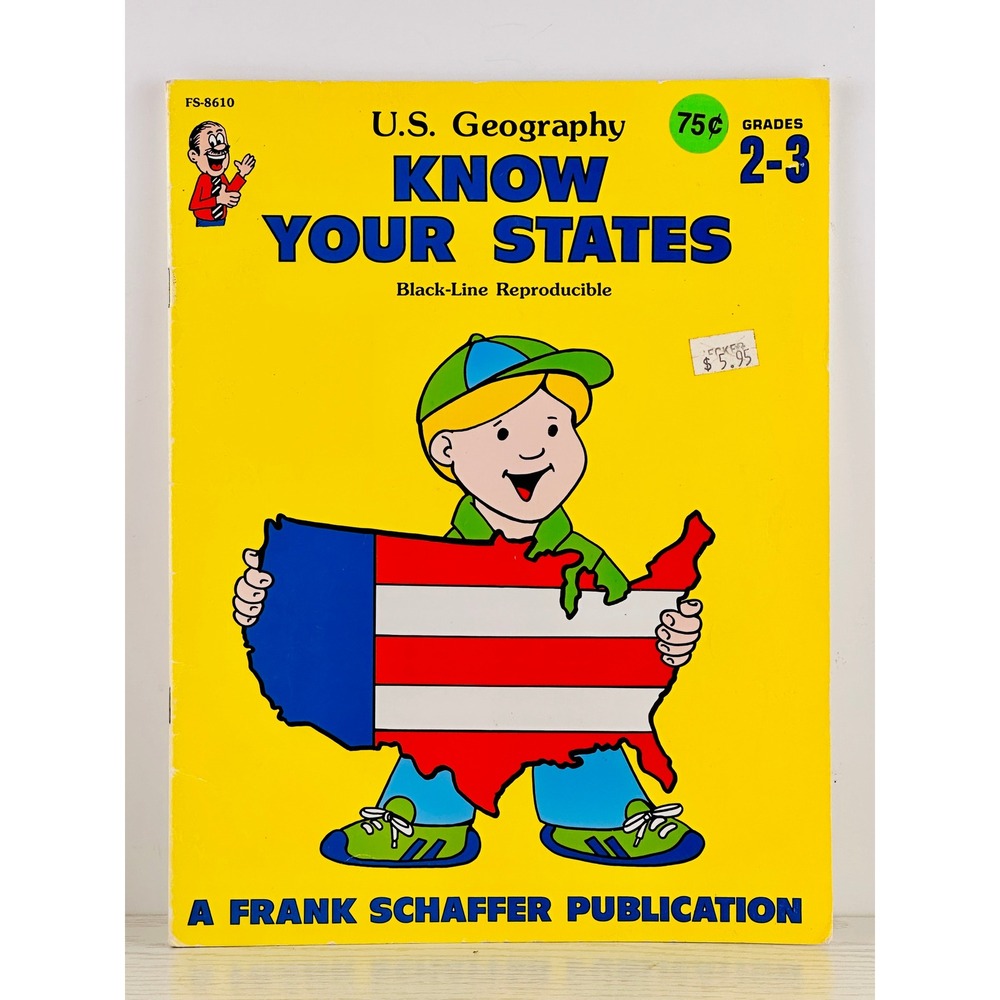 US Geography Know Your States Black Line Reproducible Activity Book Grades 2-3
